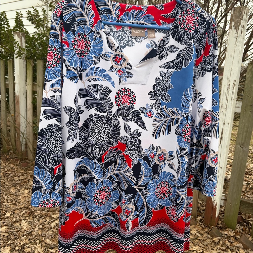 Chico's Vibrant Floral Tunic Top